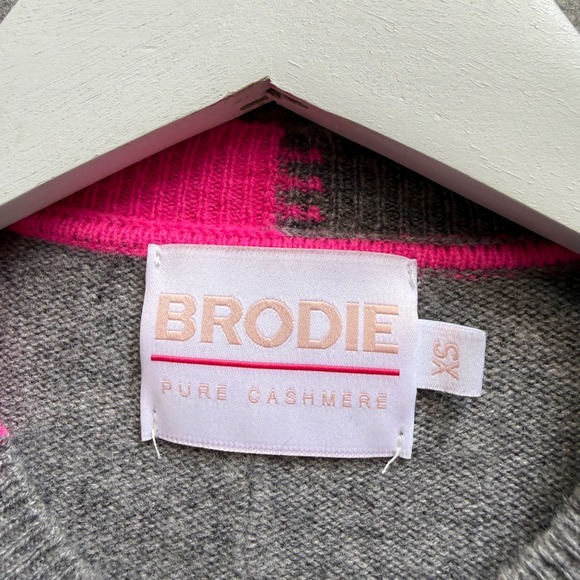 Brodie Womens Pure Cashmere  Maya Color Pop Crewneck Sweater Size XS Preppy - Picture 3 of 8